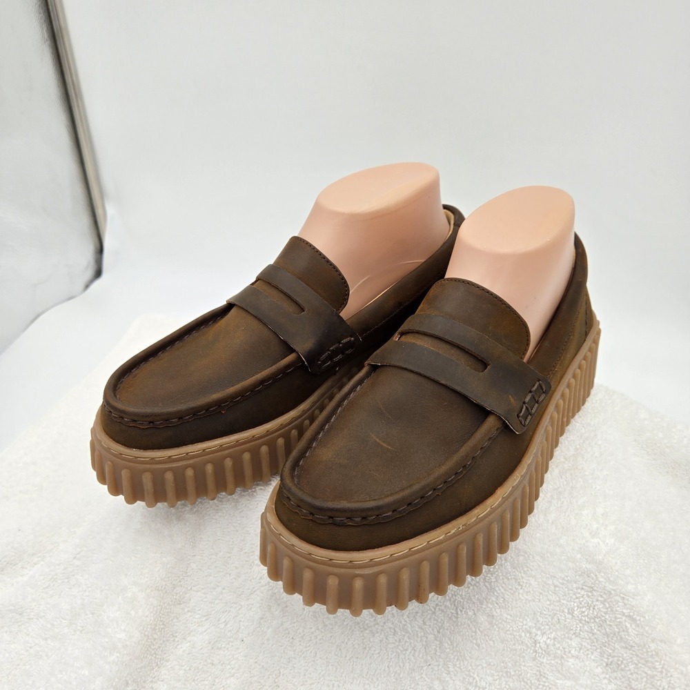Clarks Torhill Penny Loafers Womens Size 7.5 Platform Ribbed Sole Slip On Shoes - Picture 2 of 13